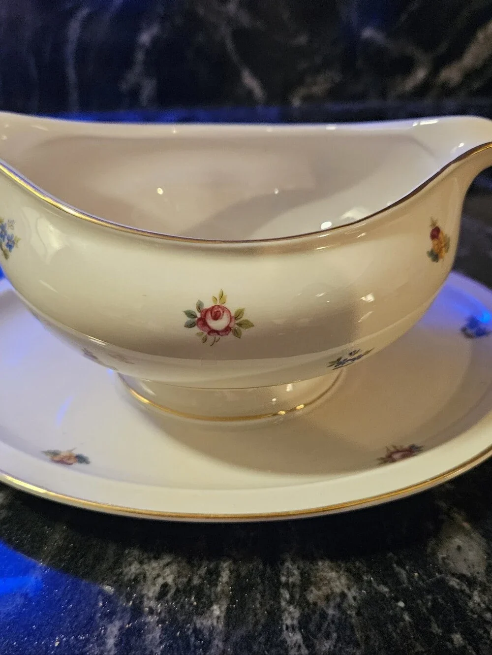 Vintage Rosenthal Winifred Gravy Boat with Attached Underplate